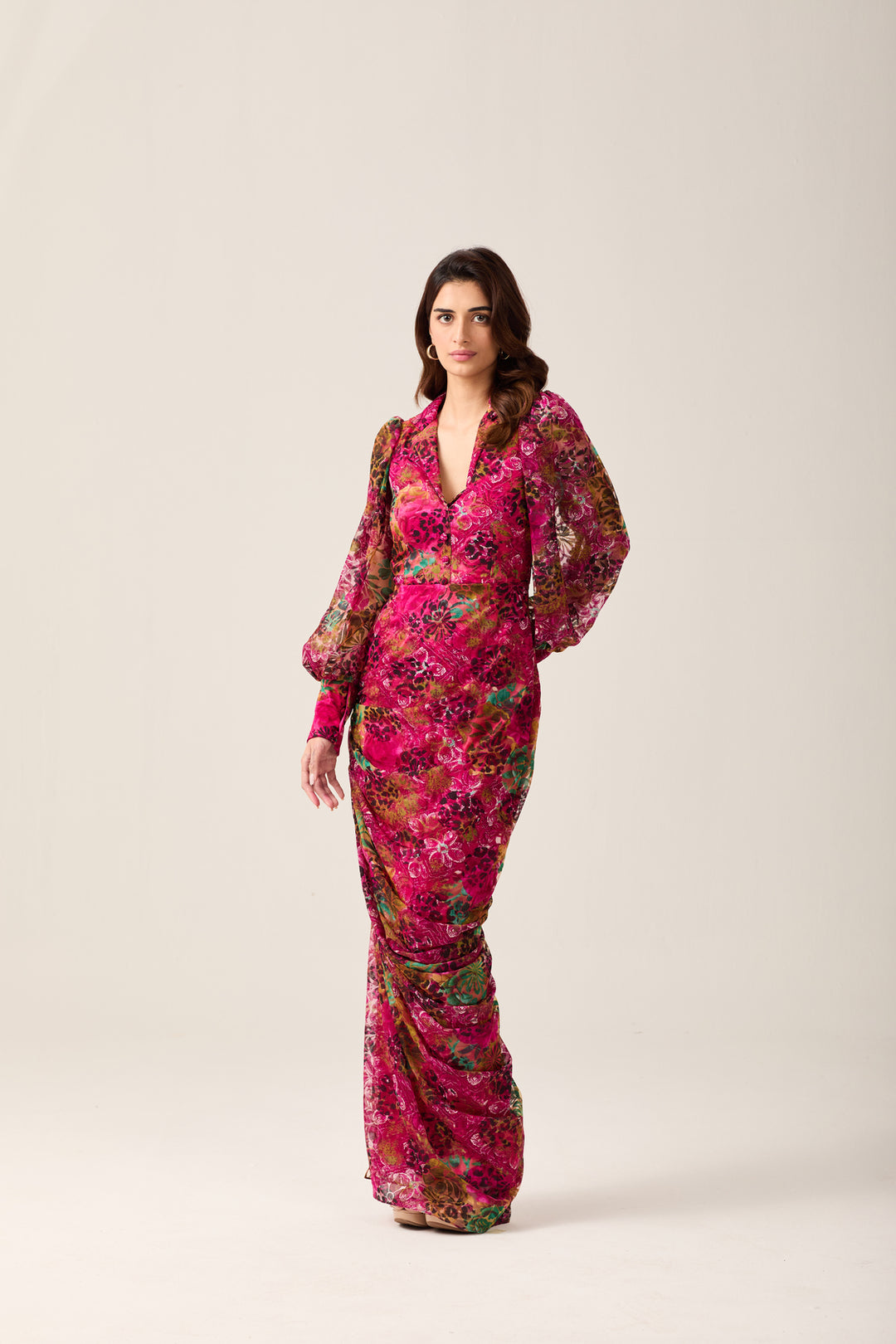 Floralflock Velvet Maxi Dress