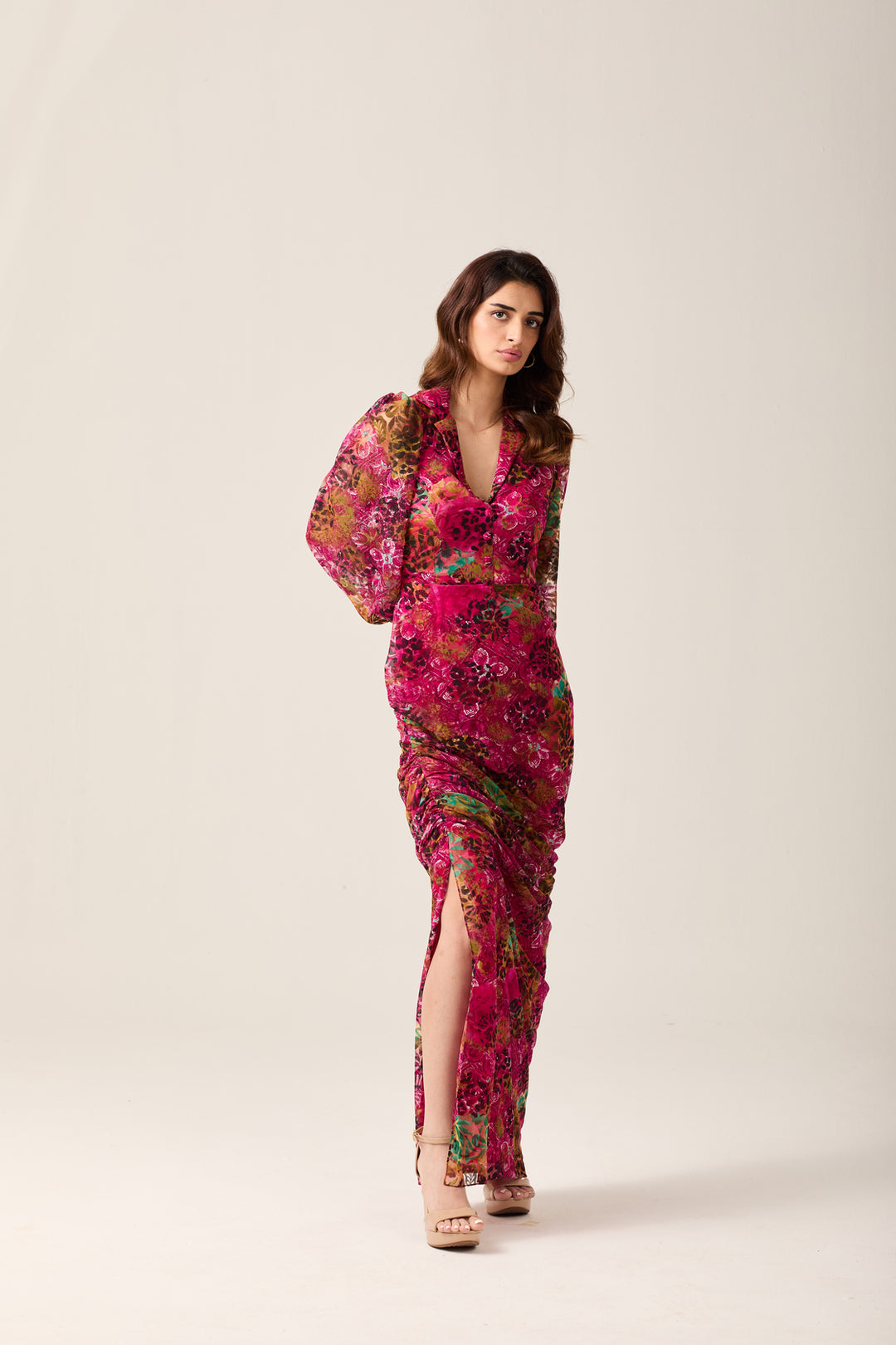 Floralflock Velvet Maxi Dress