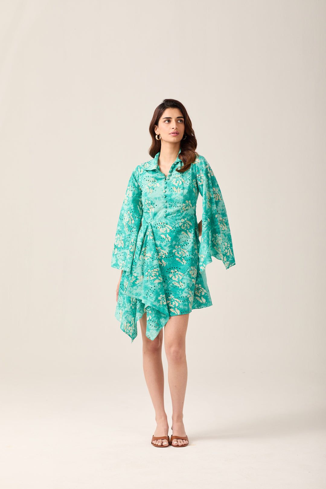 Aqua Asymmetrical Mini Dress