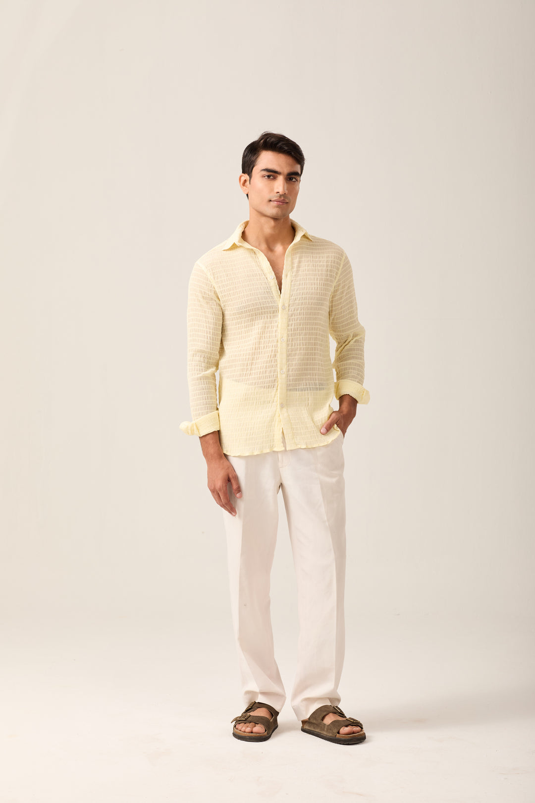 Textured Lemon Yellow Shirt