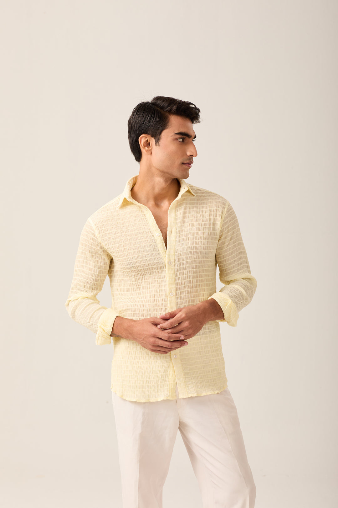 Textured Lemon Yellow Shirt