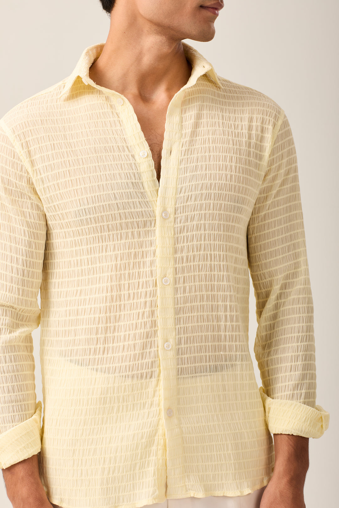 Textured Lemon Yellow Shirt
