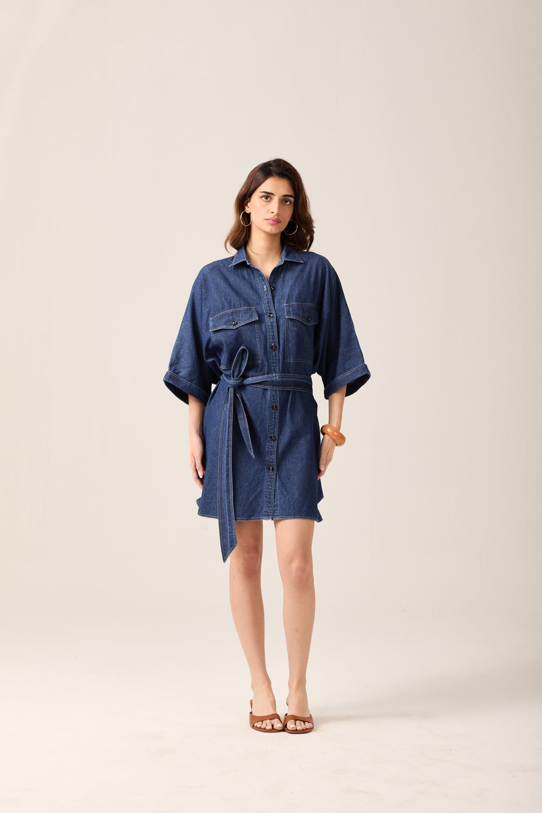 Denim Belted Shirt Dress