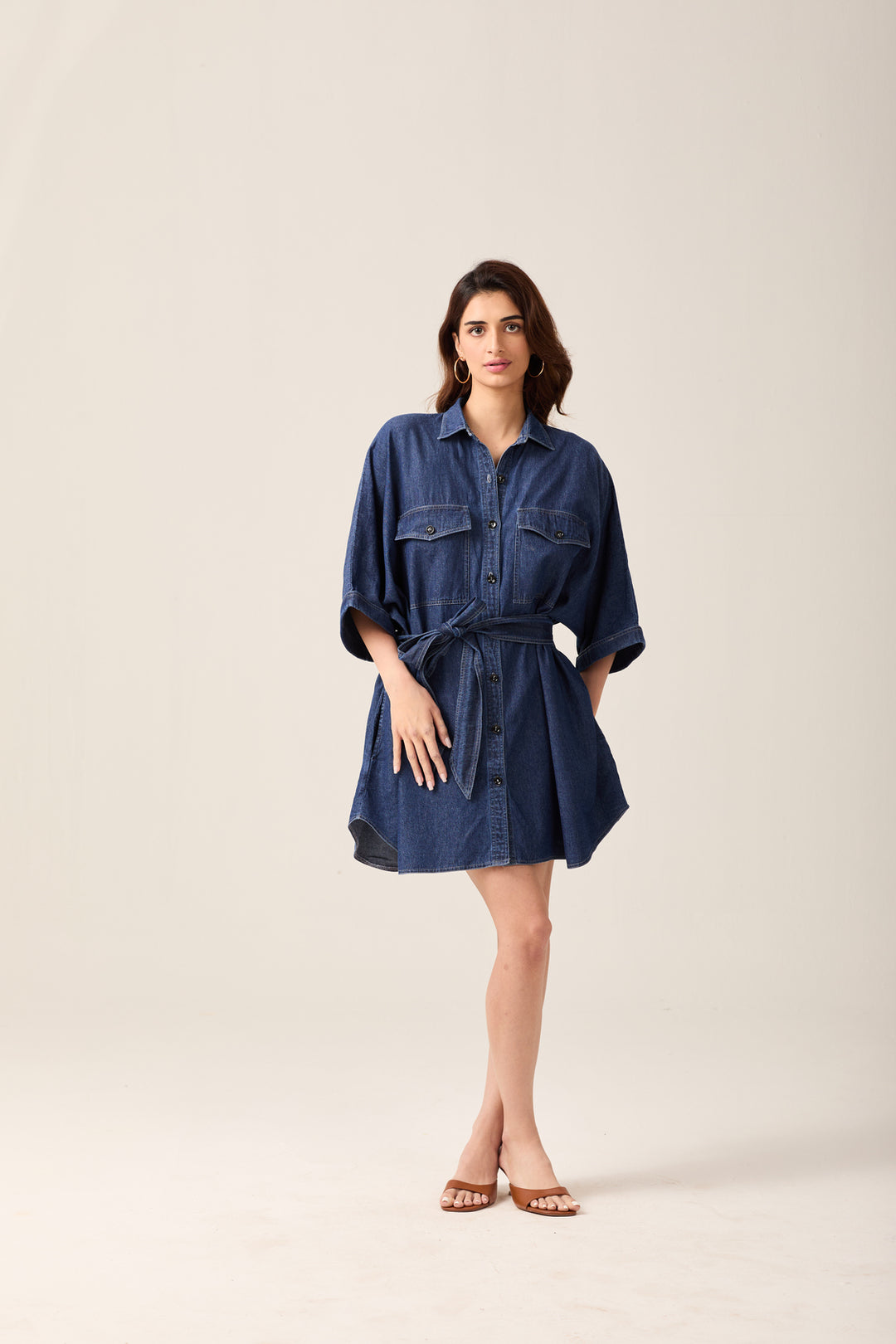Denim Belted Shirt Dress