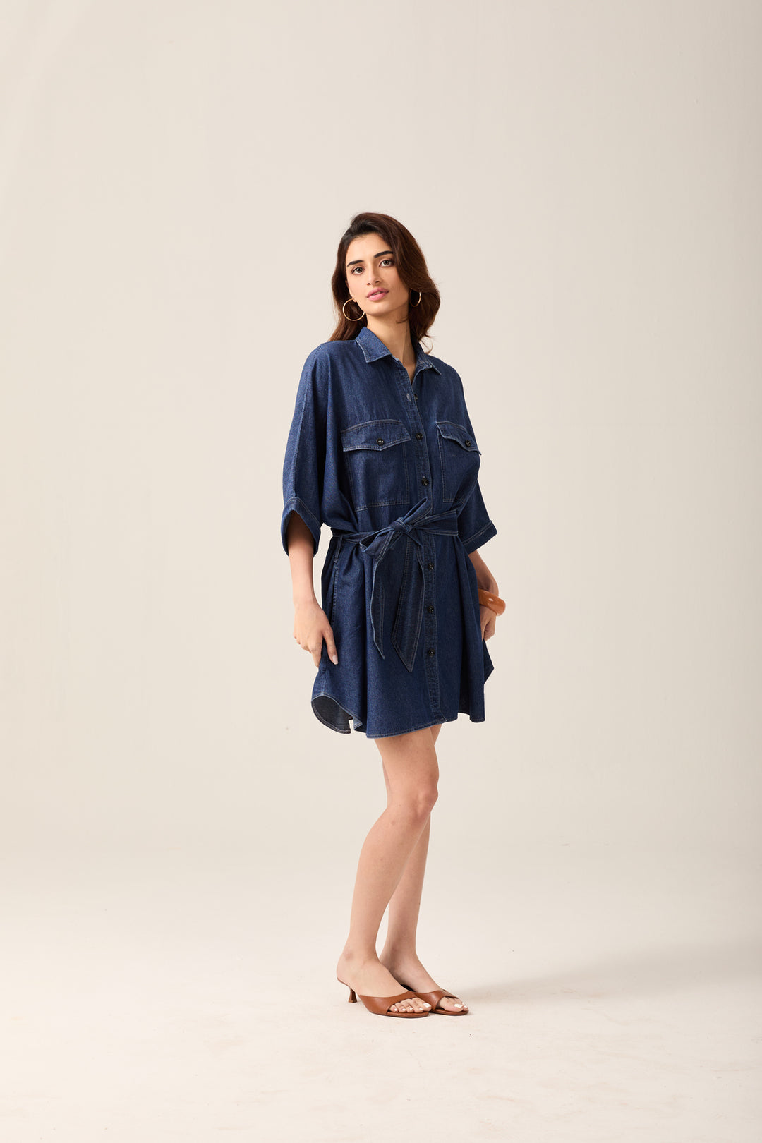 Denim Belted Shirt Dress