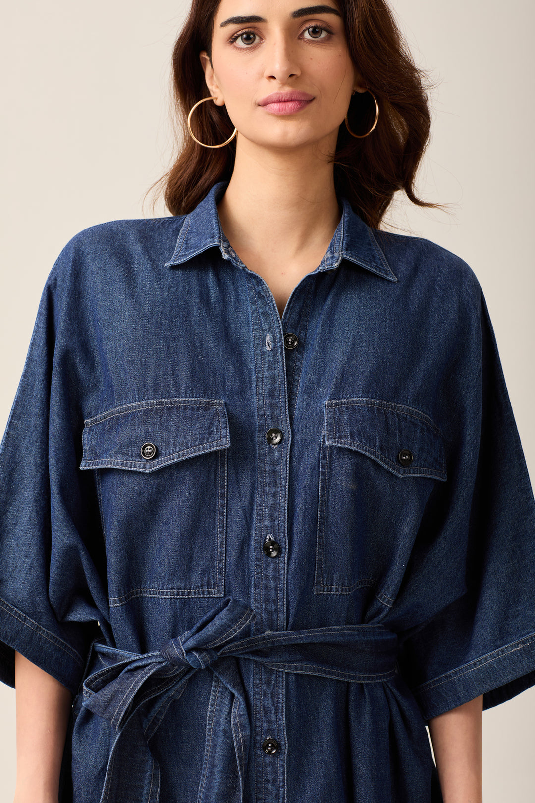 Denim Belted Shirt Dress