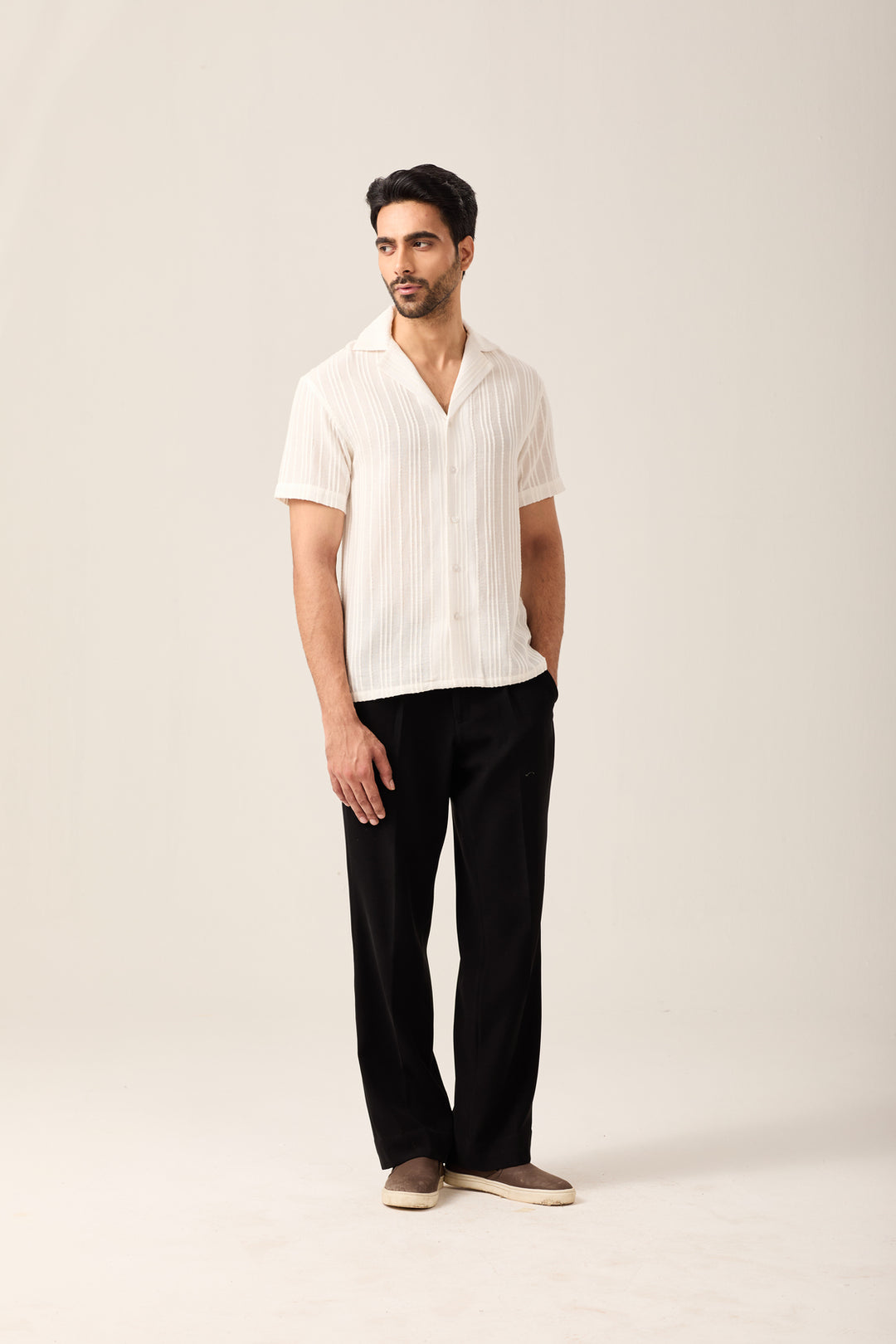 White Striped Casual Shirt