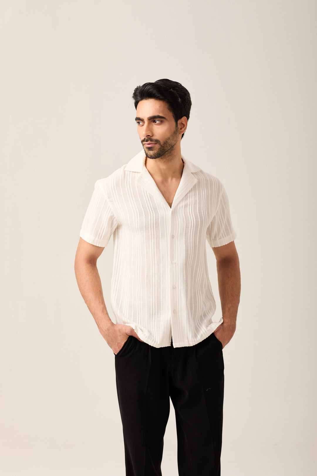 White Striped Casual Shirt