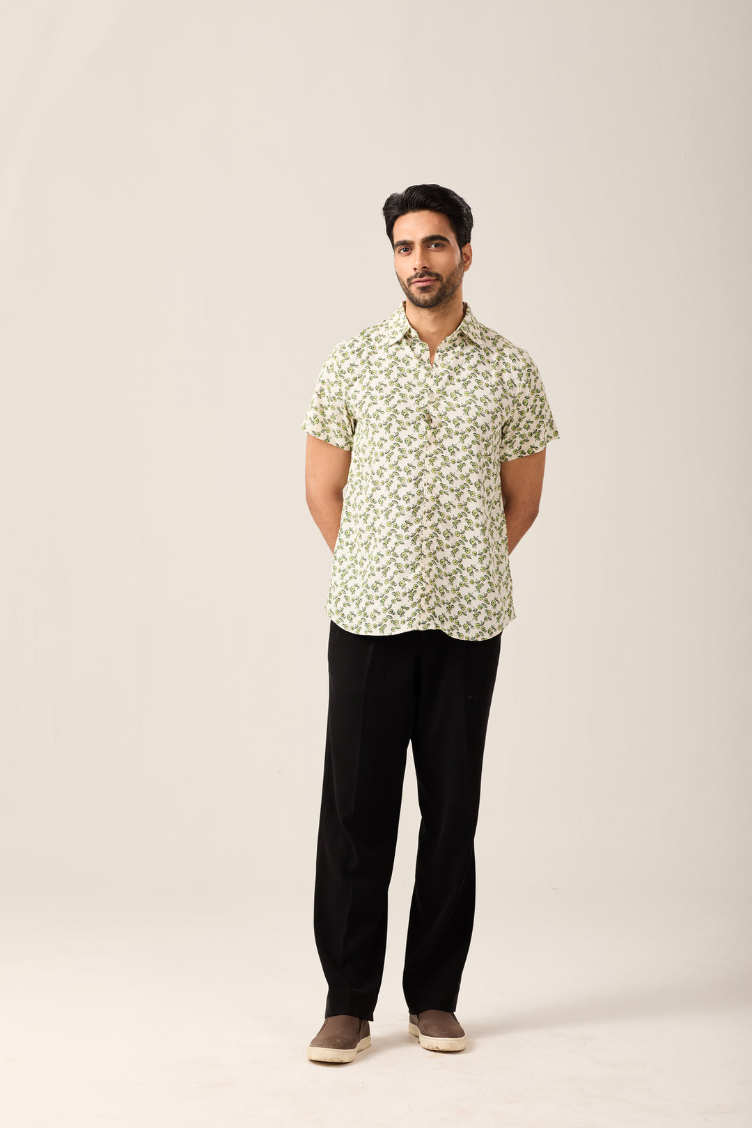 Green Leaf Print Shirt
