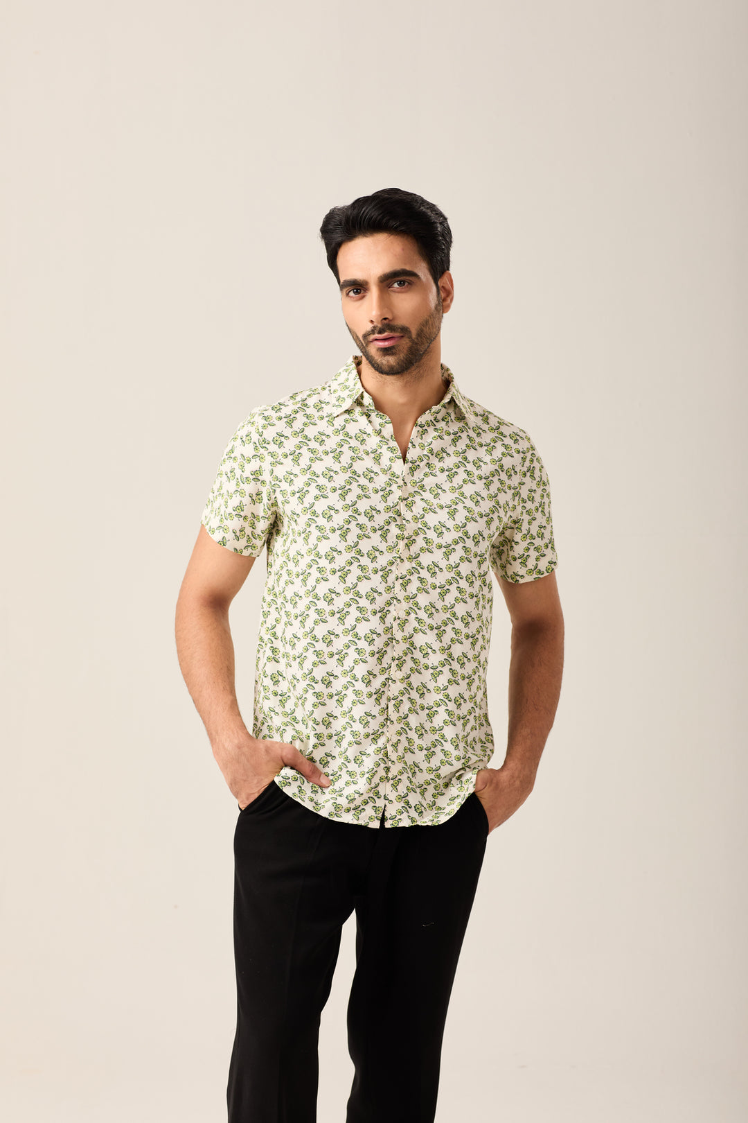 Green Leaf Print Shirt