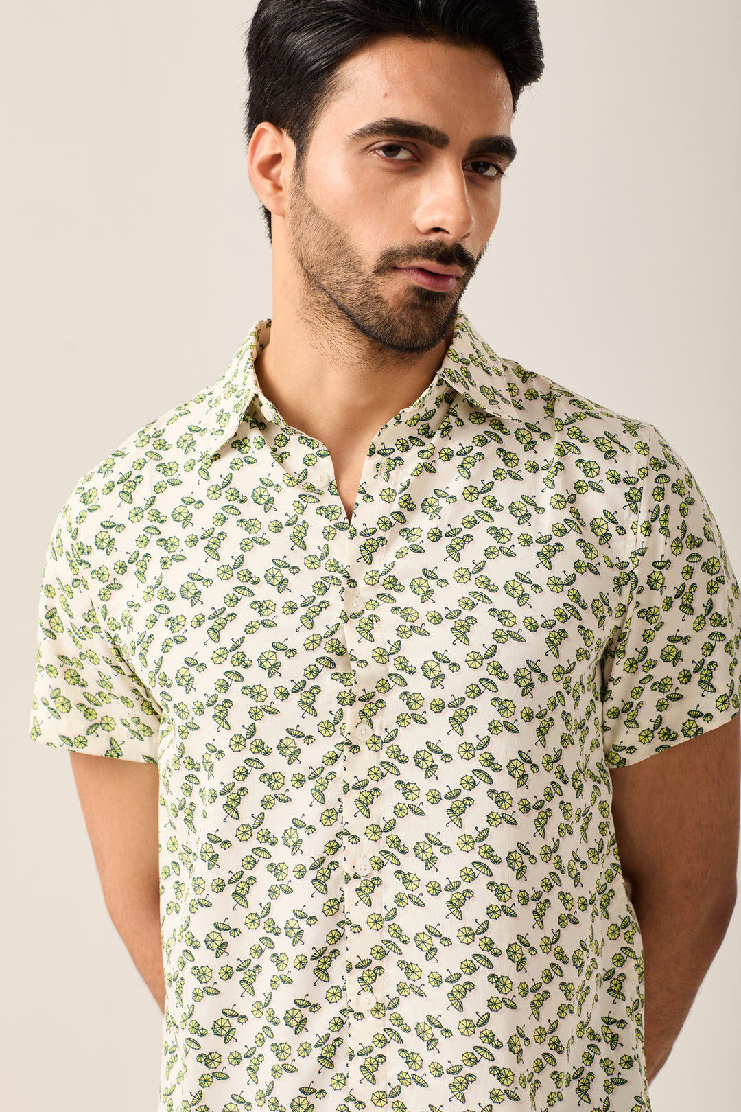 Green Leaf Print Shirt