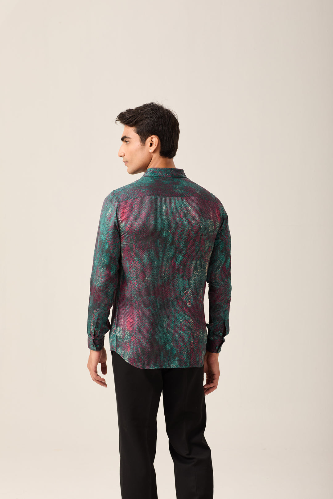 Abstract Maroon-Green Shirt