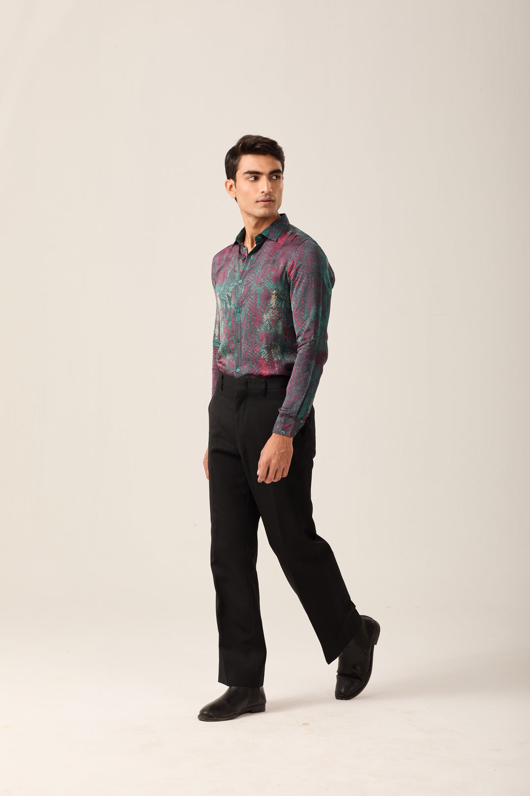 Abstract Maroon-Green Shirt