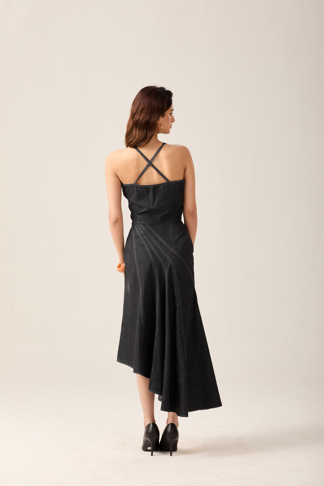 Black Denim Slit Dress