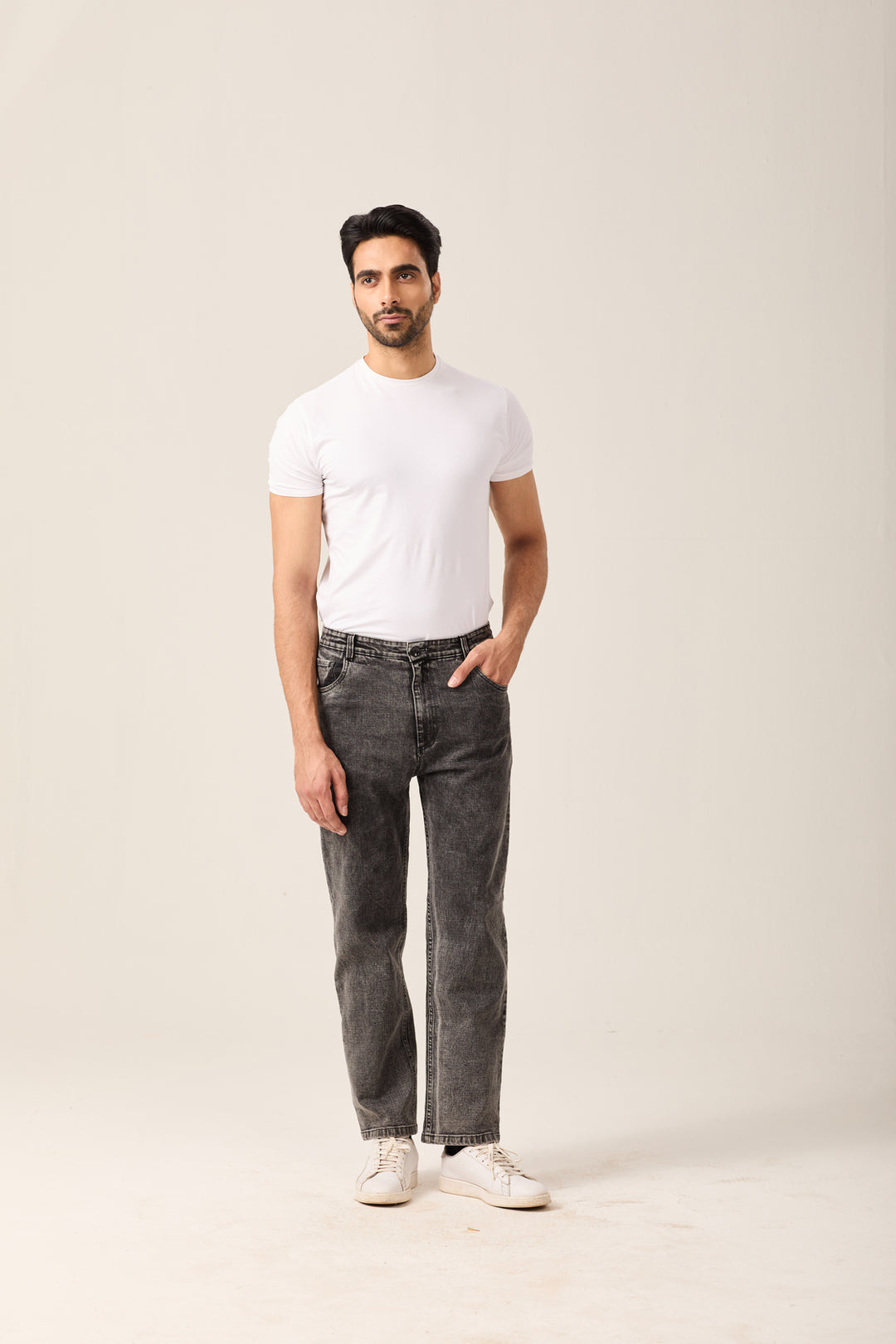 Charcoal Washed Straight Jeans