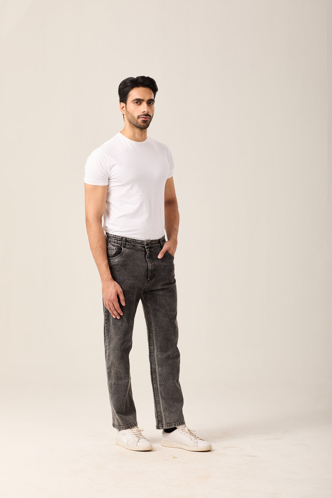 Charcoal Washed Straight Jeans