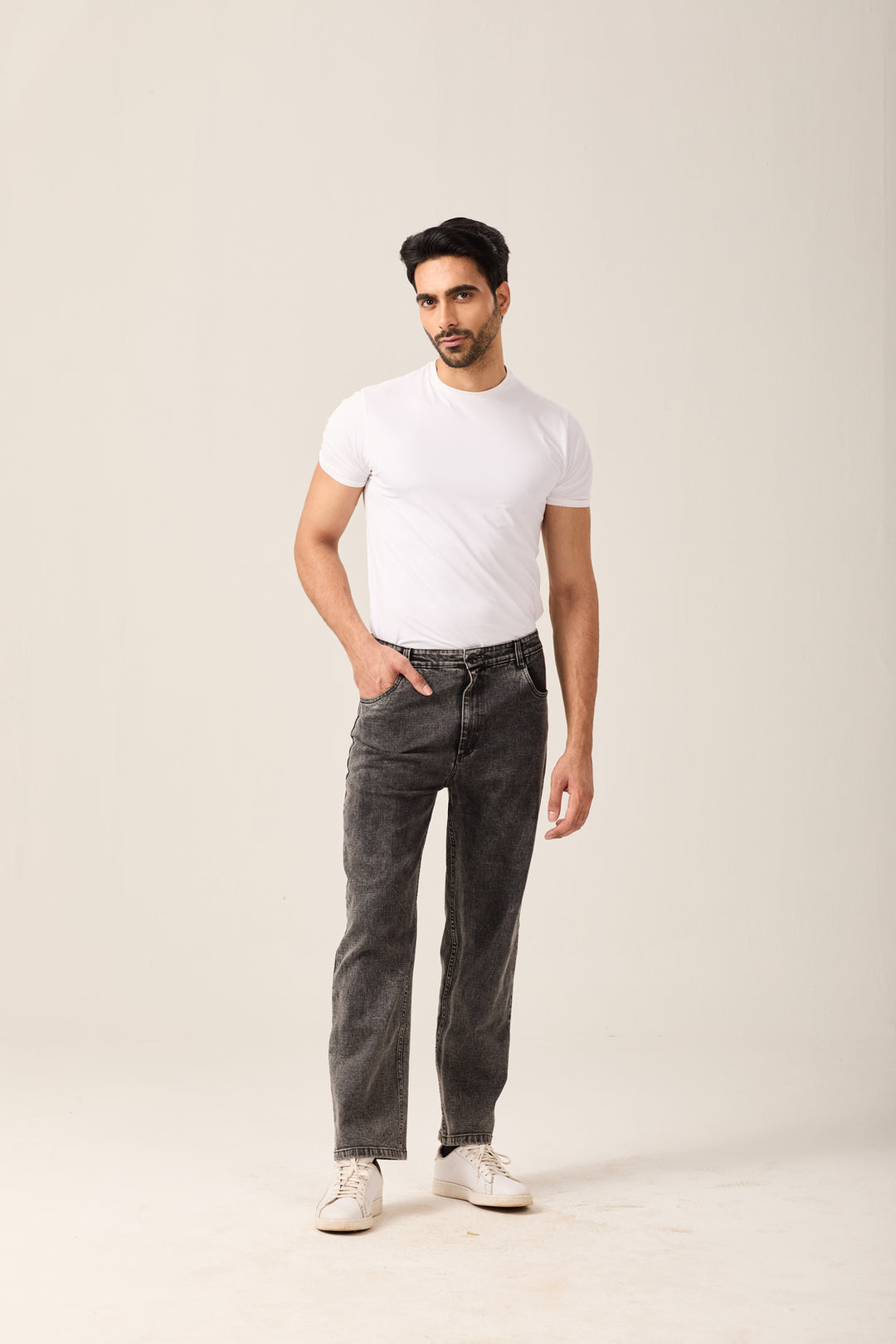 Charcoal Washed Straight Jeans