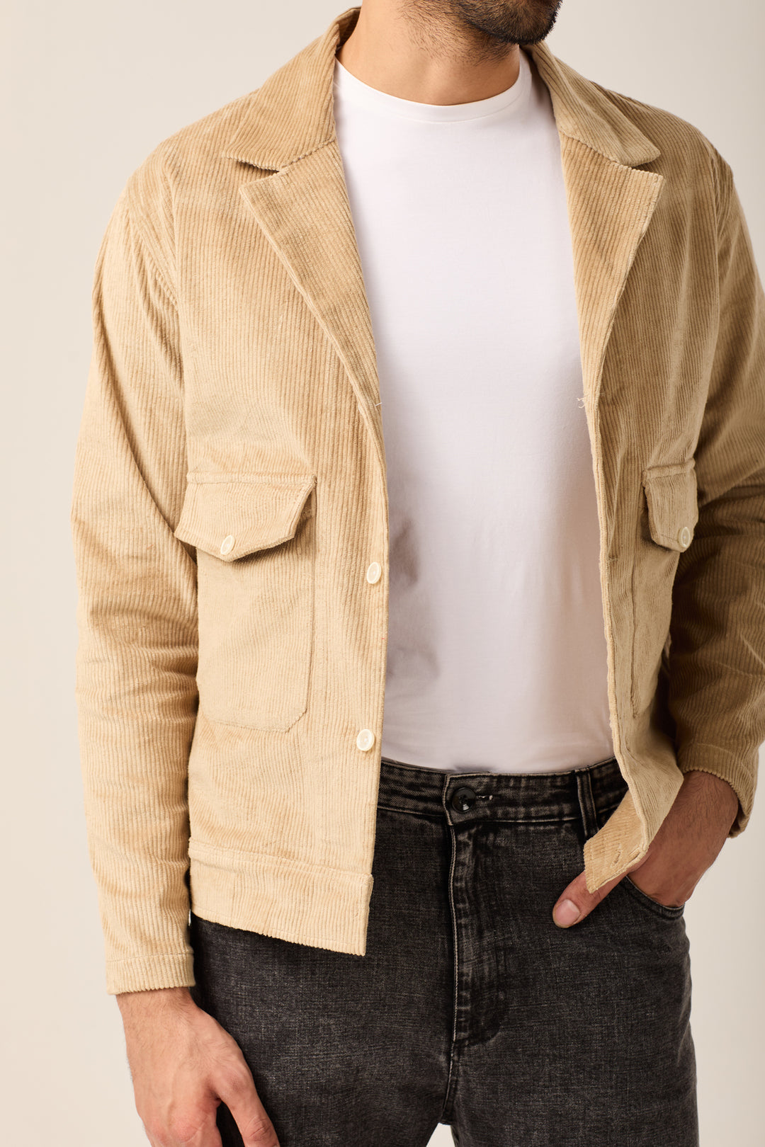 Tan Corduroy Utility Jacket