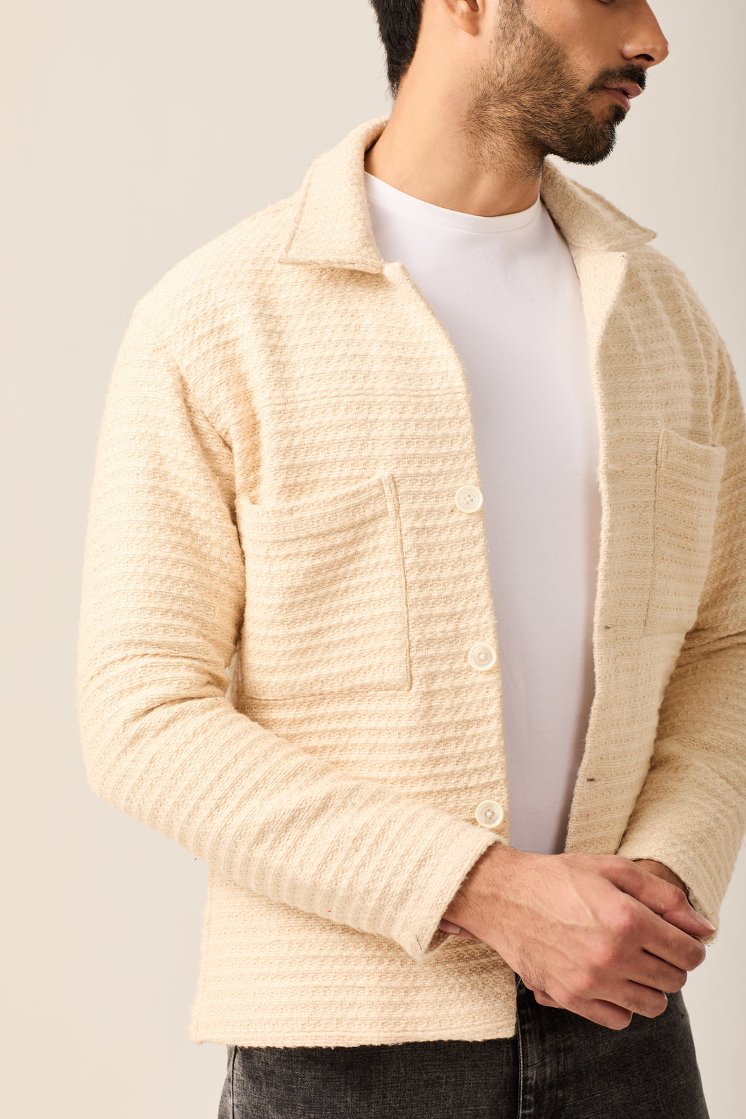 Cream Textured Jacket