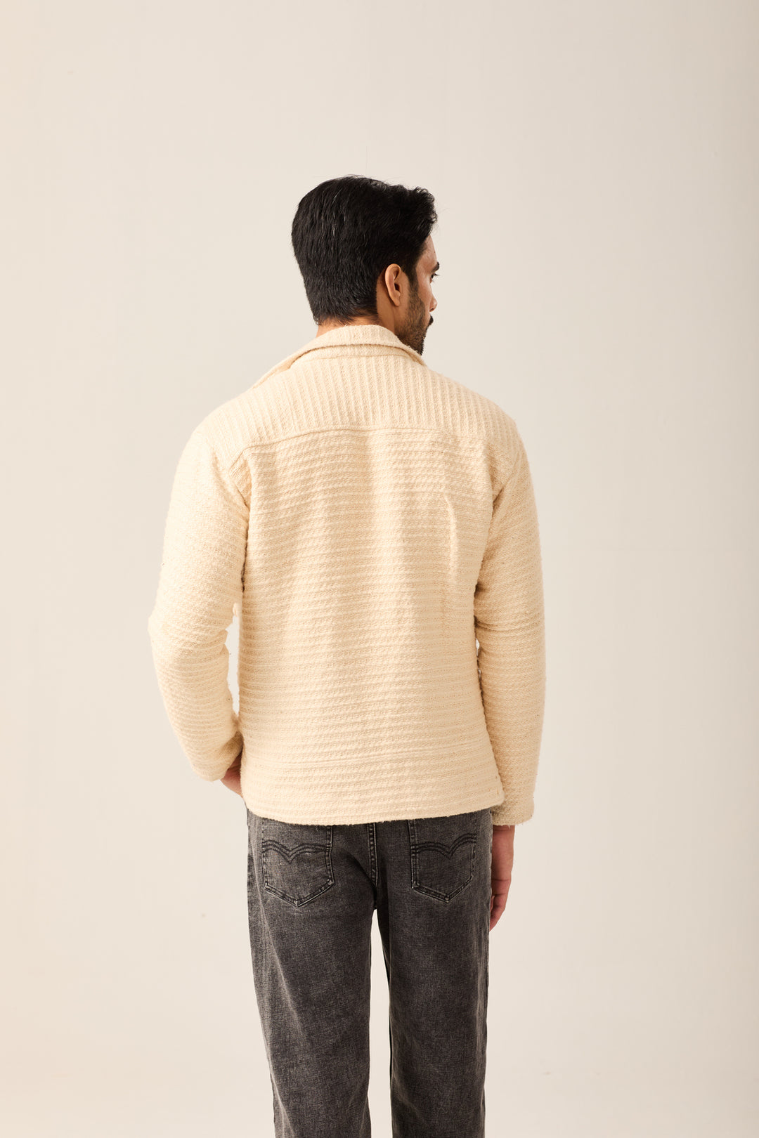 Cream Textured Jacket