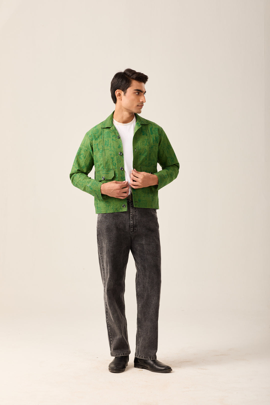Emerald Green Printed Jacket