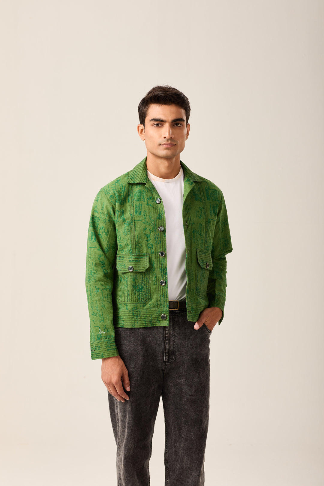 Emerald Green Printed Jacket