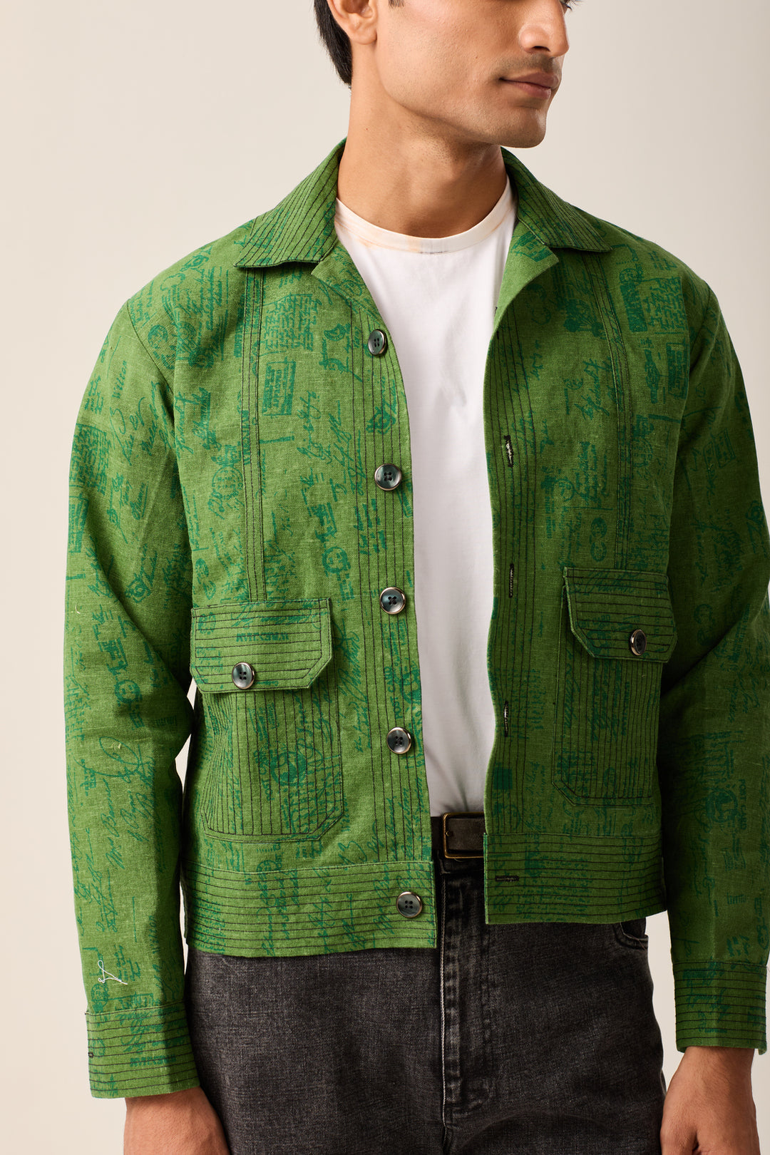 Emerald Green Printed Jacket