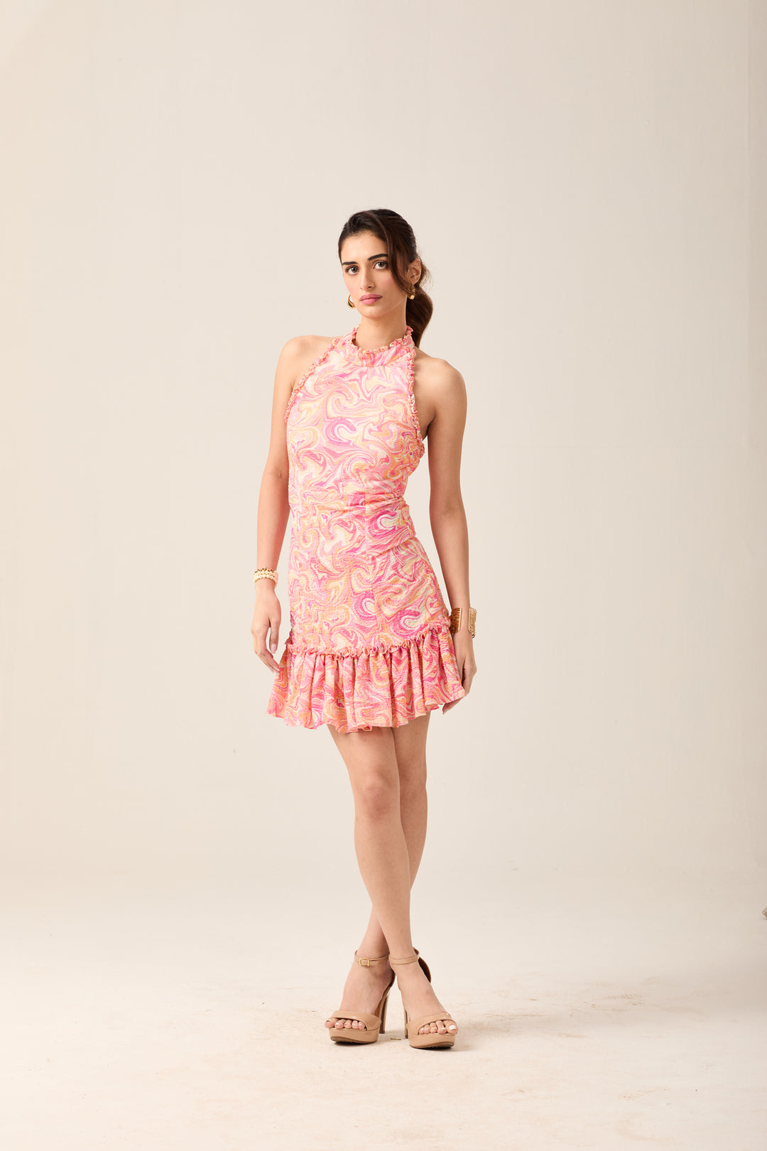 Pink Halter Mini Dress