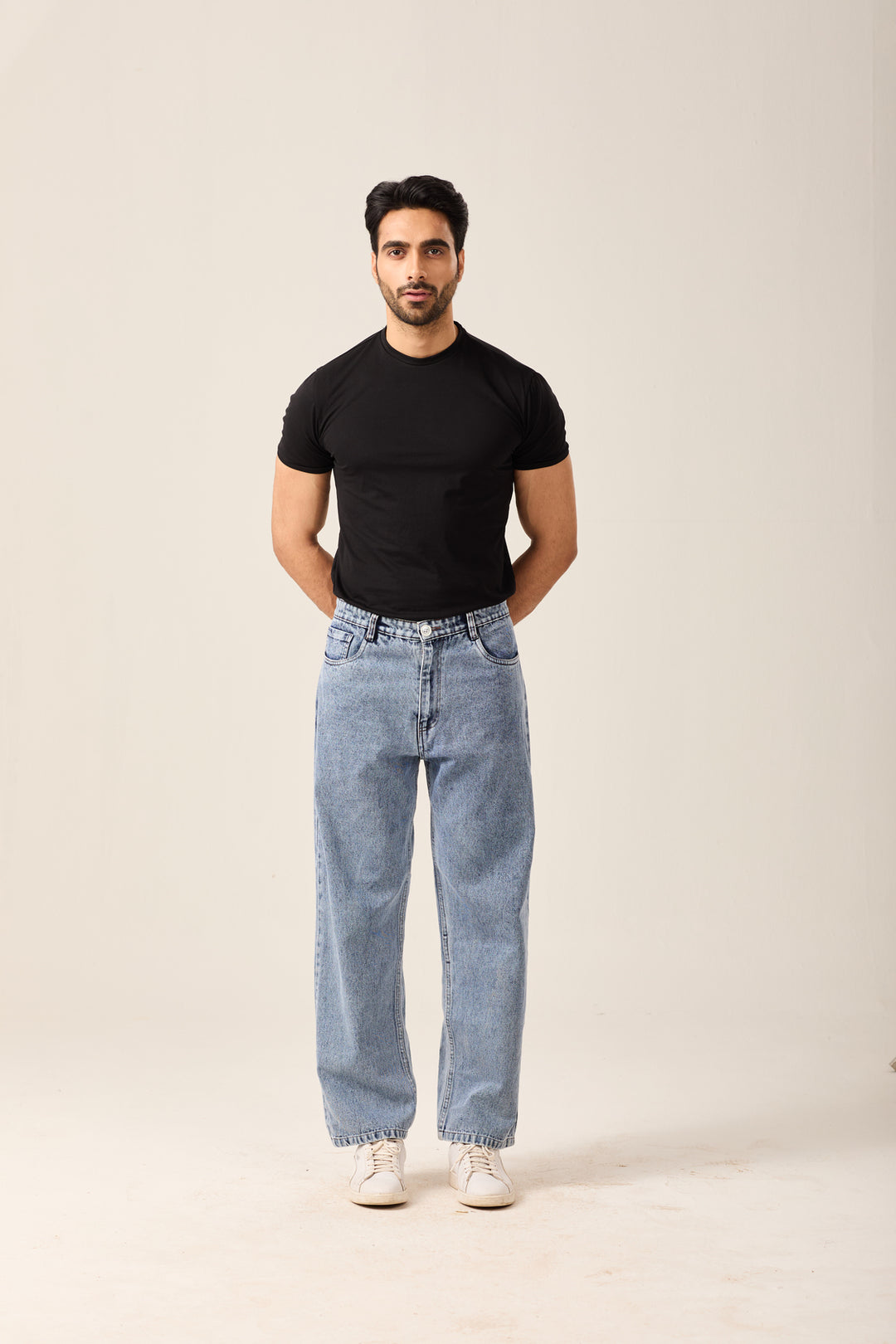 Mid-Wash Straight Denim