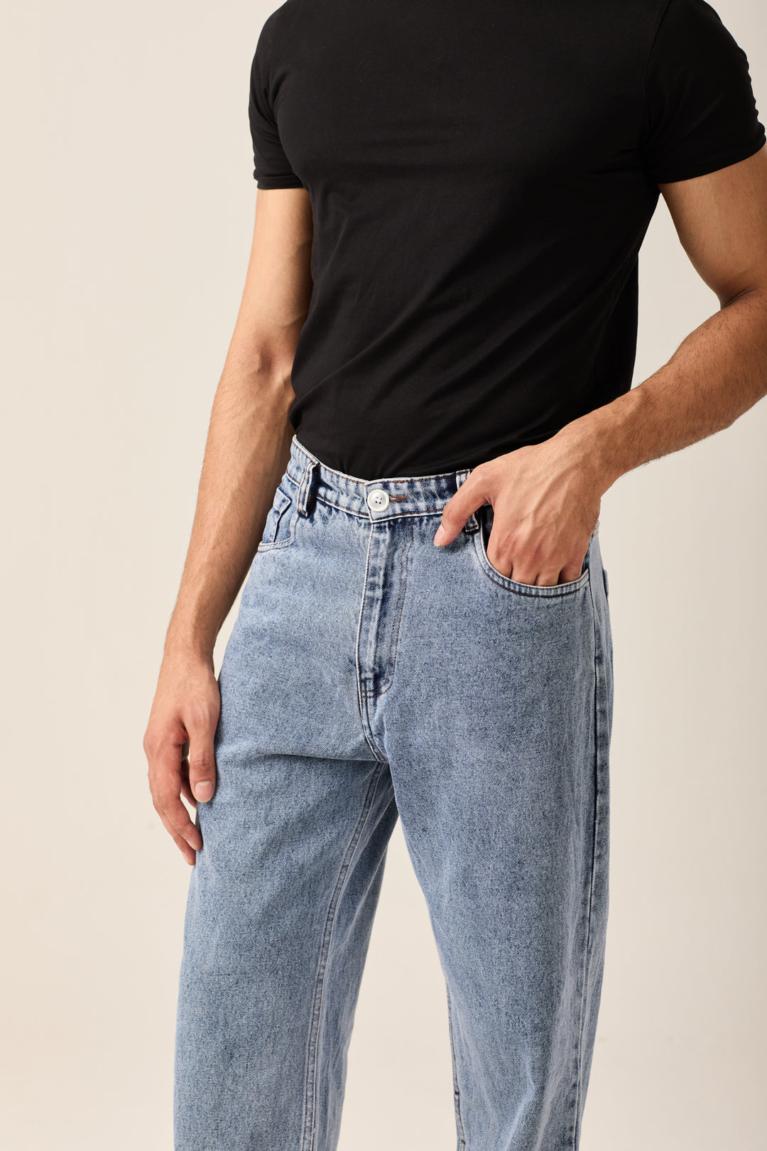Mid-Wash Straight Denim