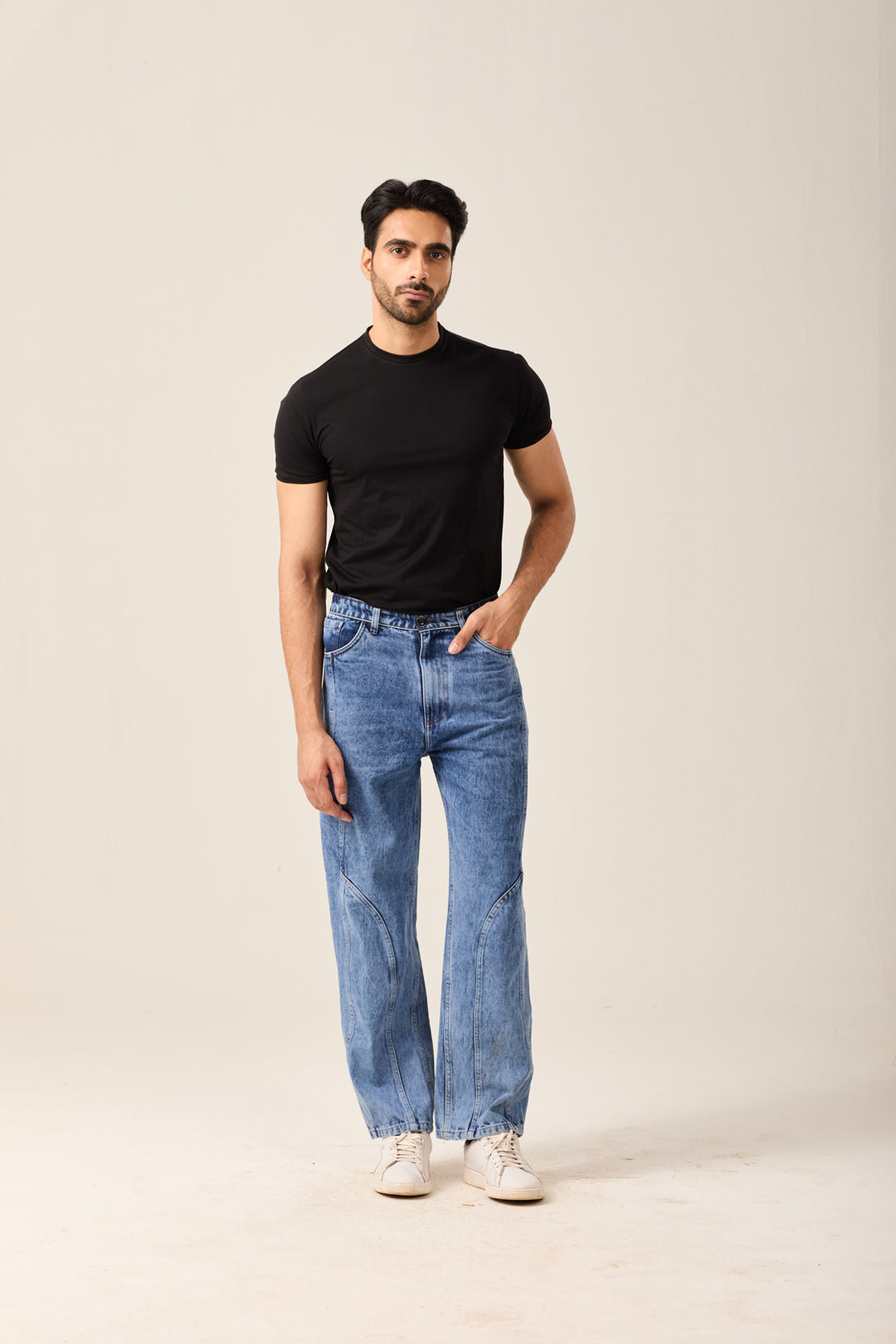 Deep Blue Panelled Denim