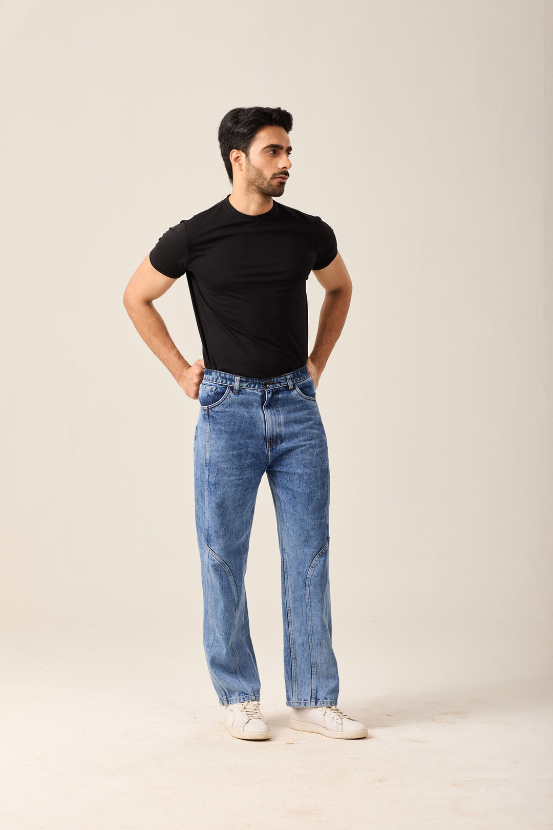 Deep Blue Panelled Denim