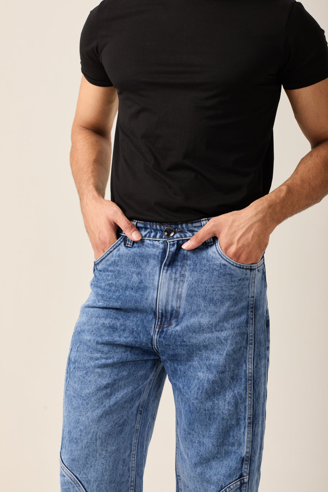 Deep Blue Panelled Denim