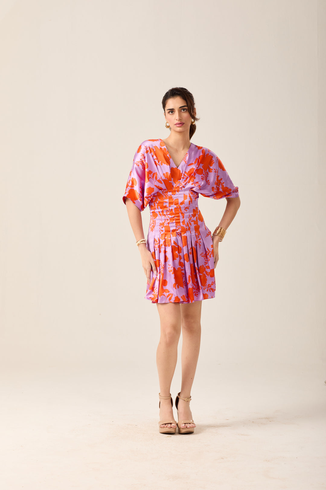 Lavender & Orange Floral Dress