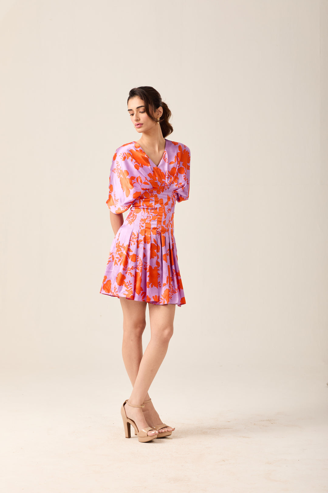Lavender & Orange Floral Dress