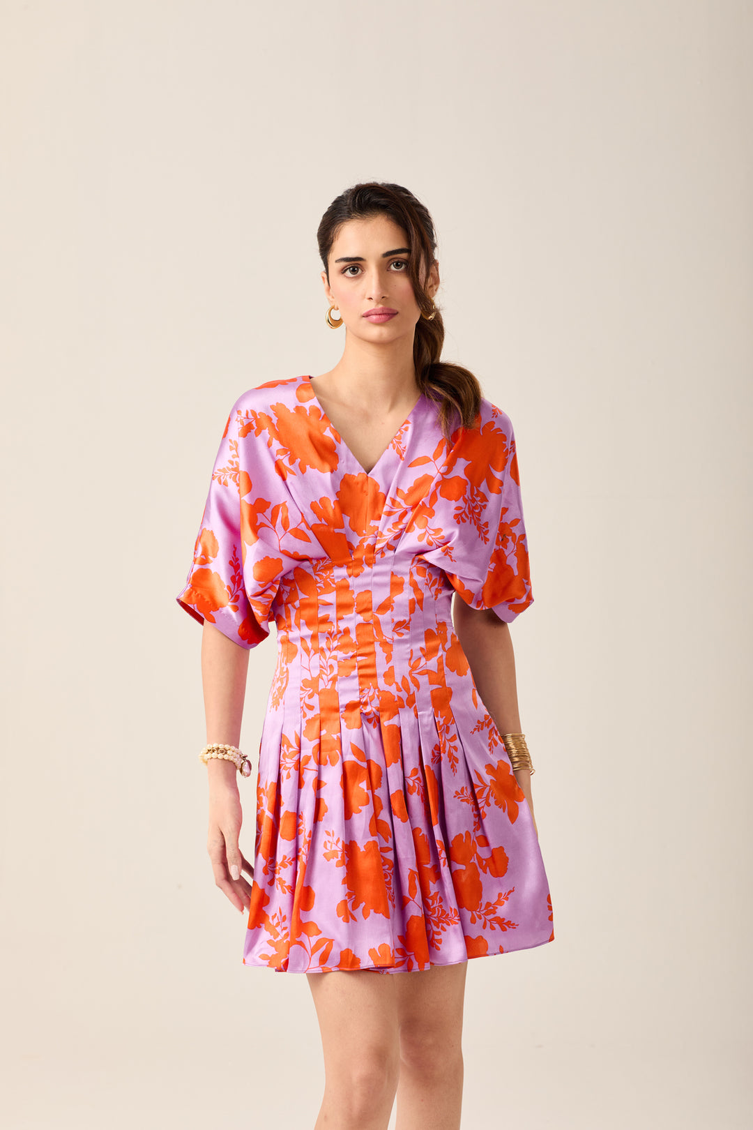 Lavender & Orange Floral Dress
