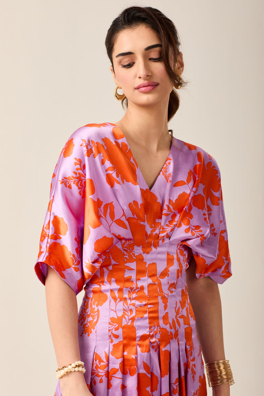Lavender & Orange Floral Dress