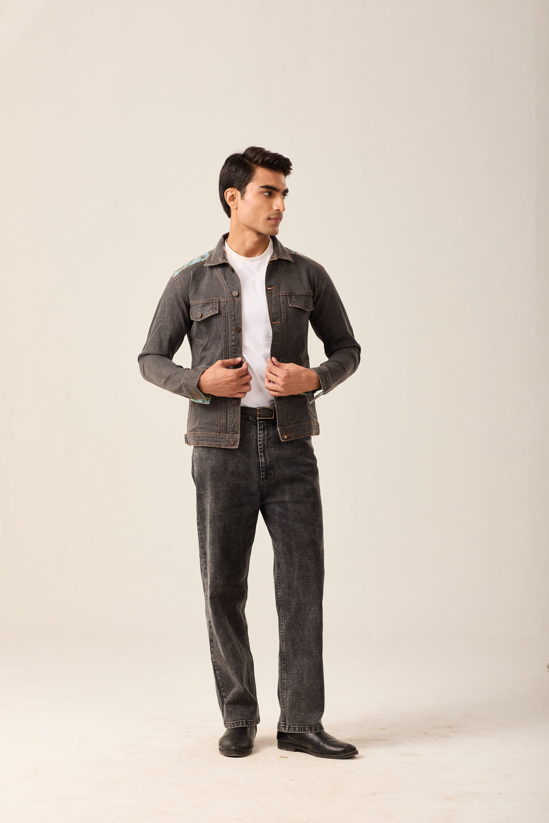 Charcoal Shoulder and back Patch Jacket