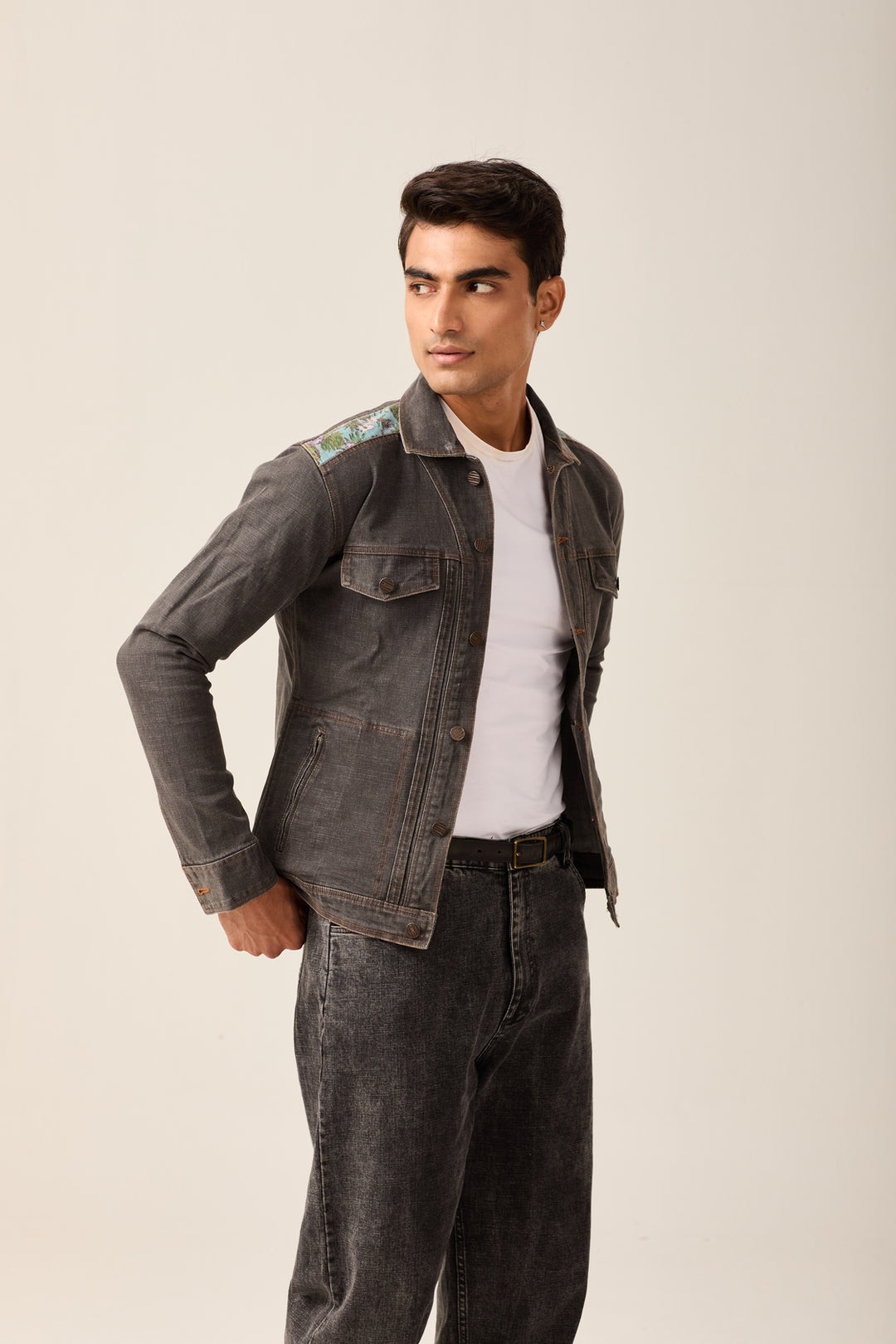 Charcoal Shoulder and back Patch Jacket