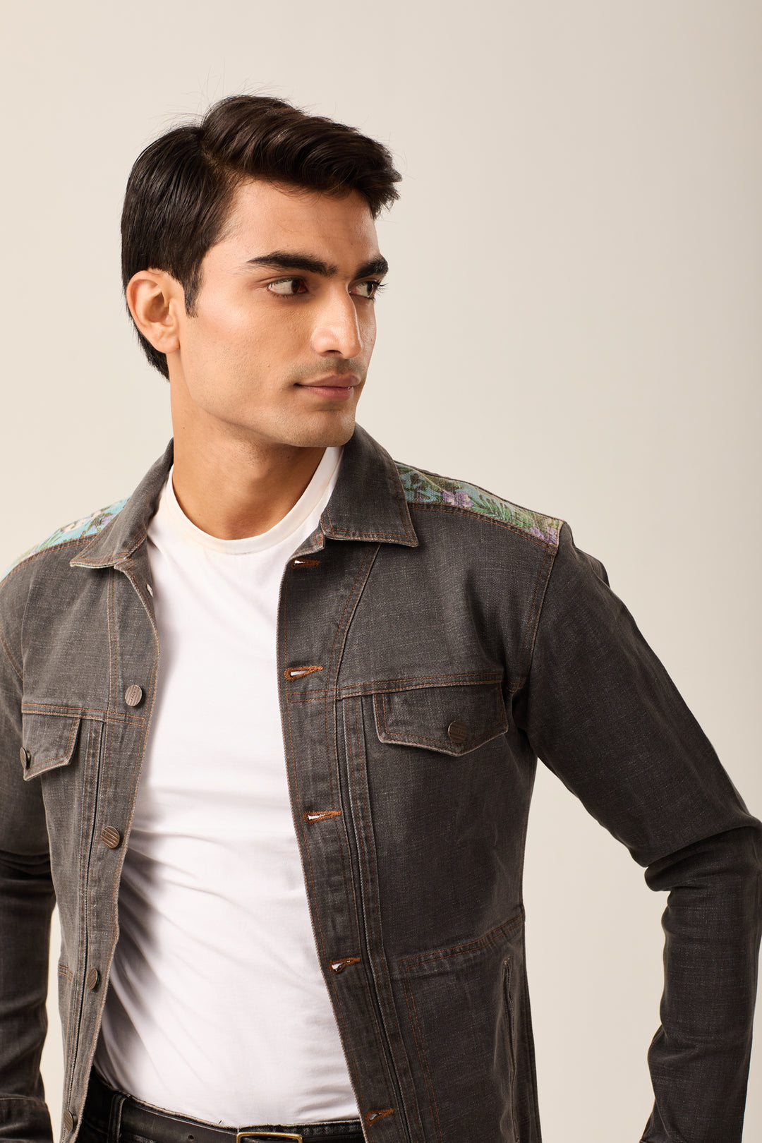 Charcoal Shoulder and back Patch Jacket