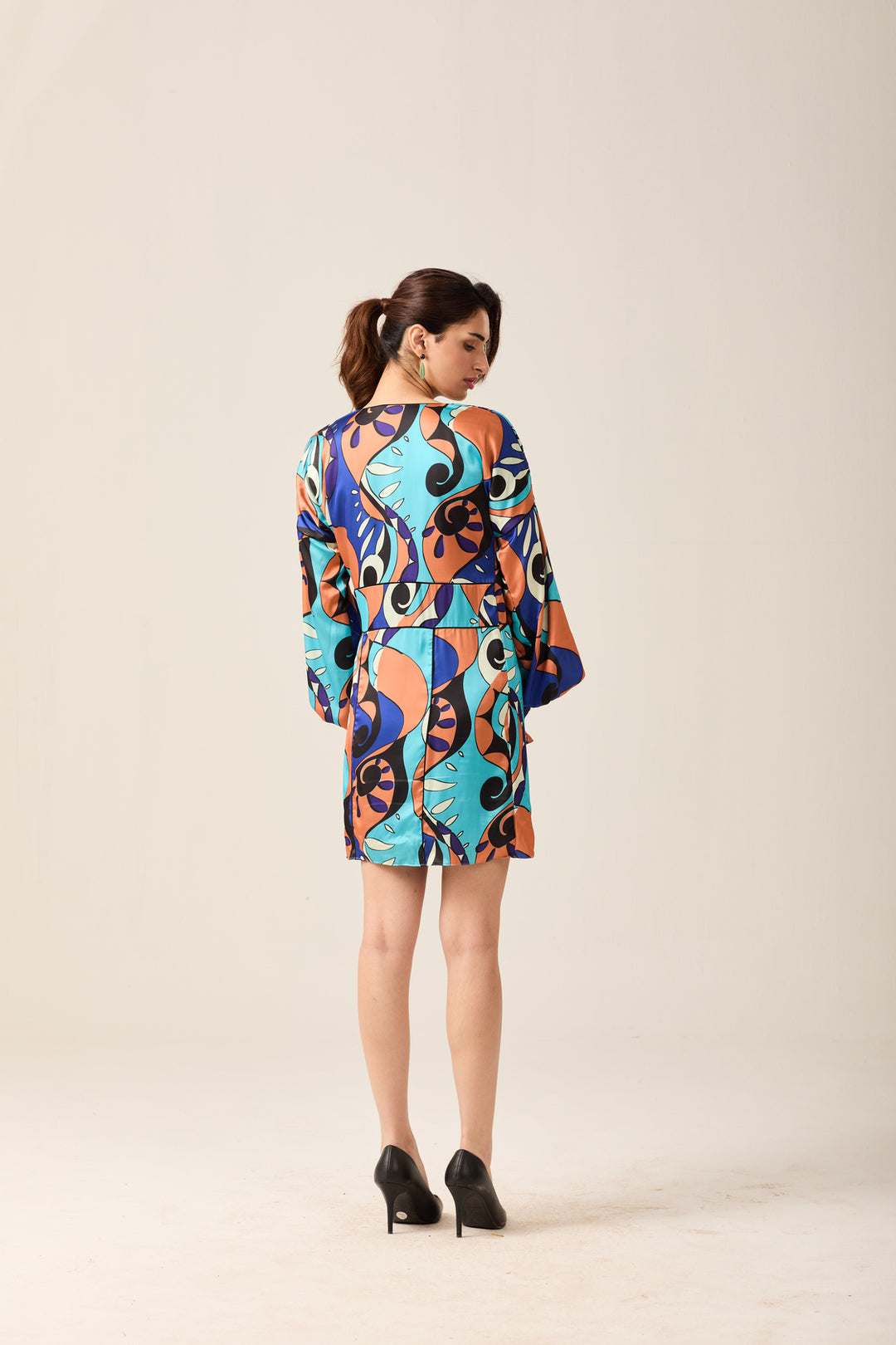 Abstract Print V-neck Dress