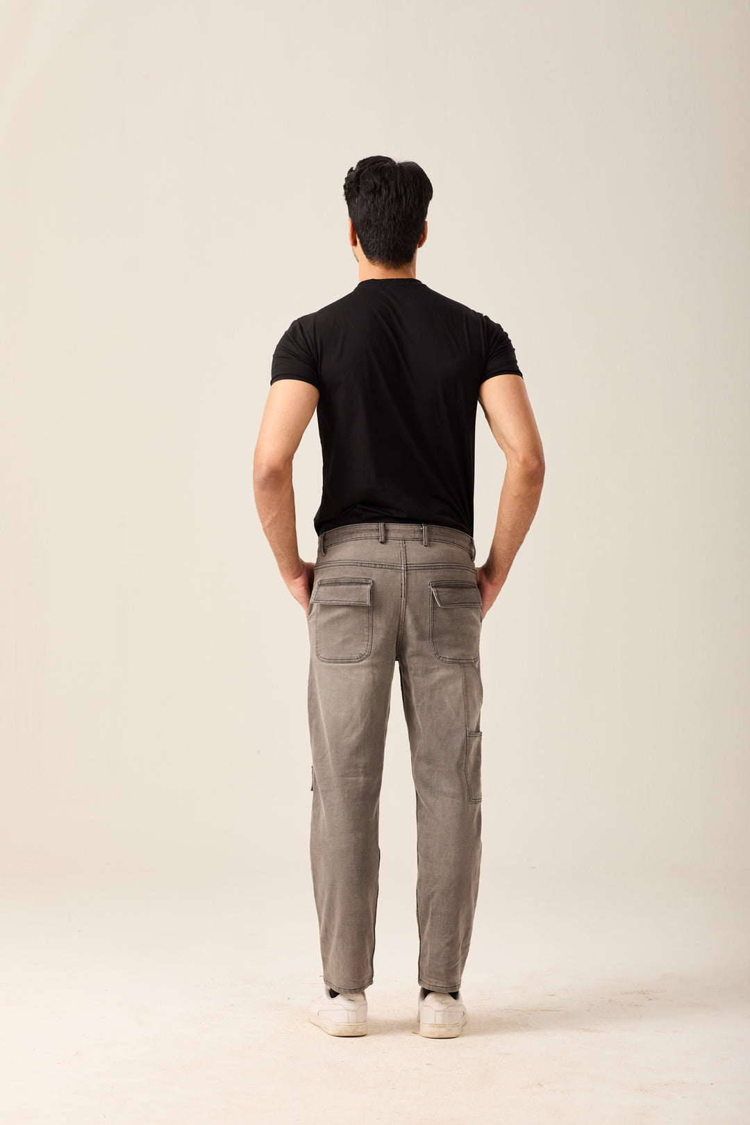 Faded Grey Utility Cargo Jeans