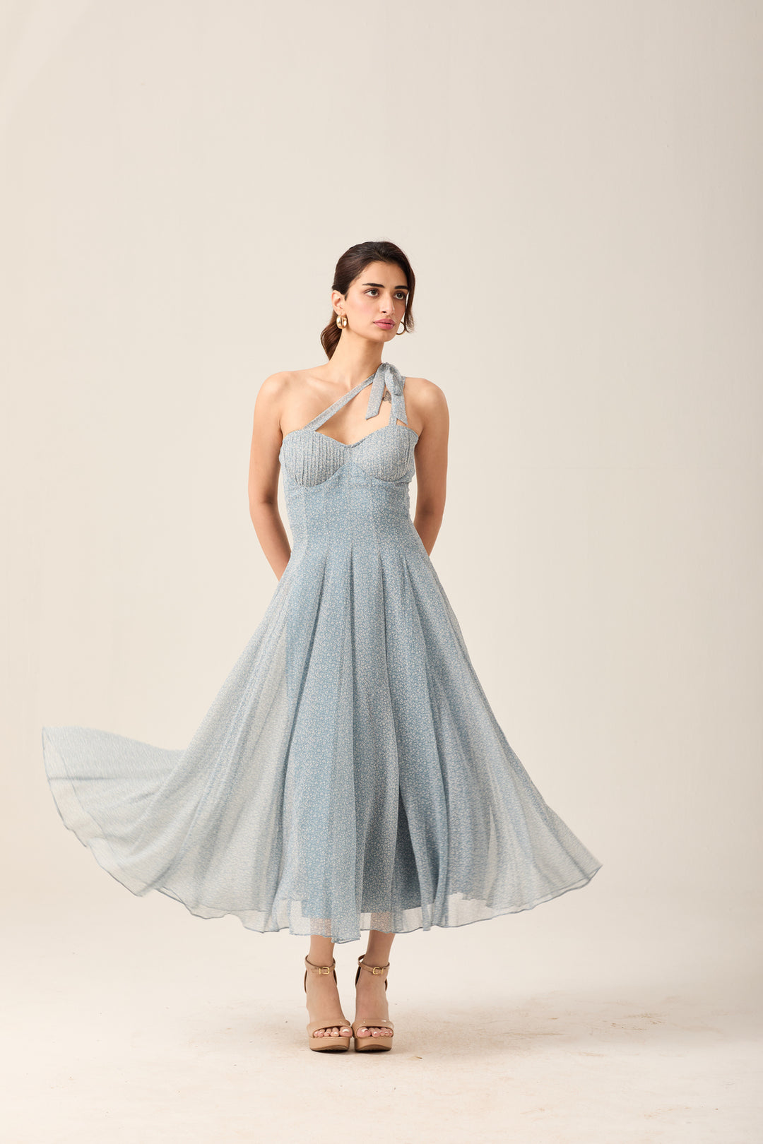 Blue One-Shoulder Dress