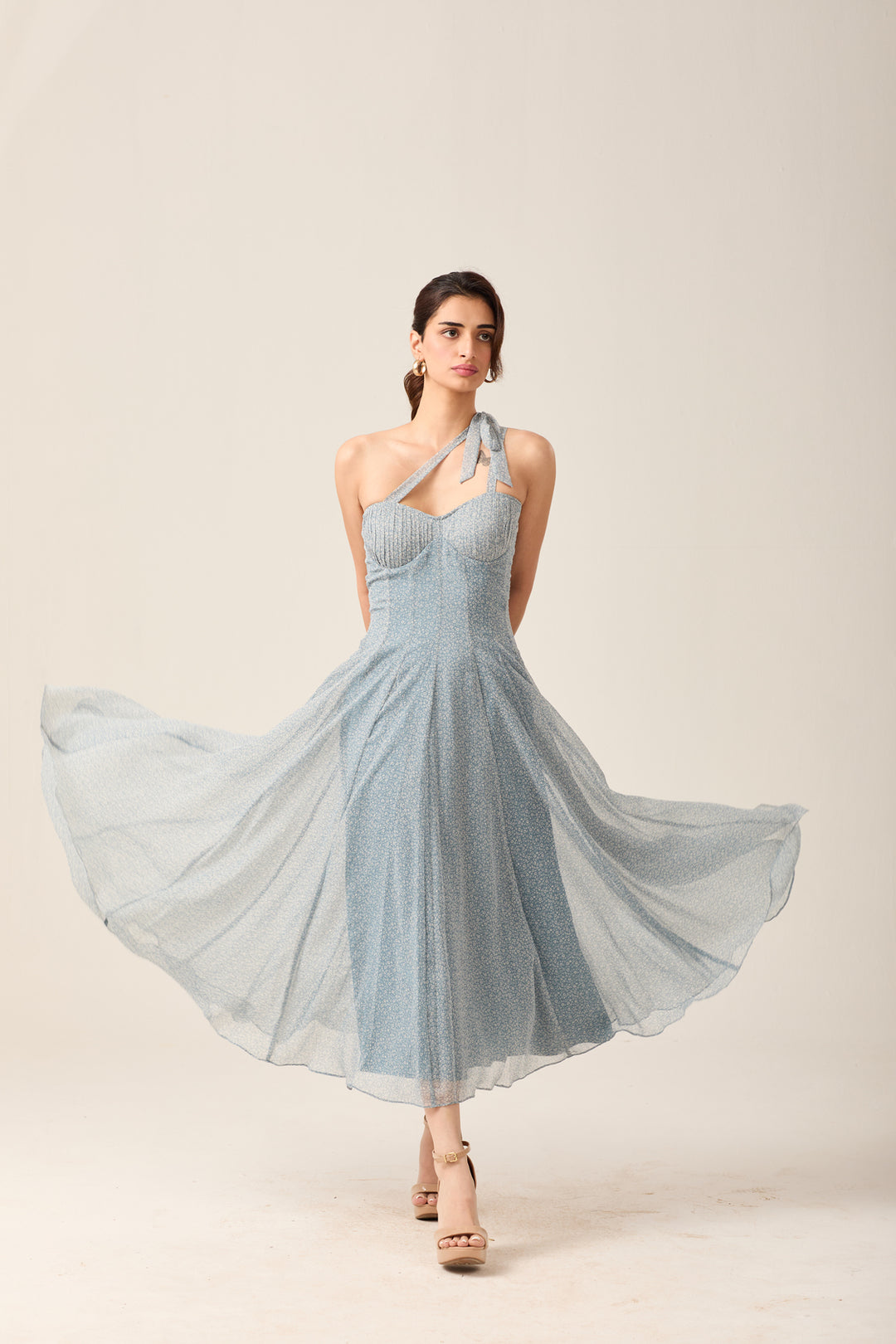 Blue One-Shoulder Dress