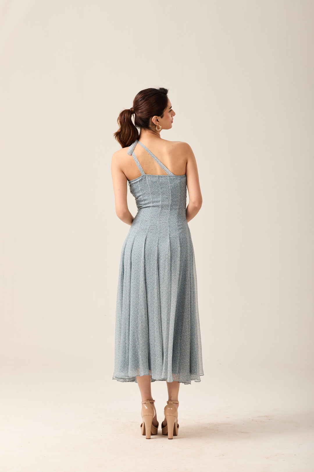 Blue One-Shoulder Dress