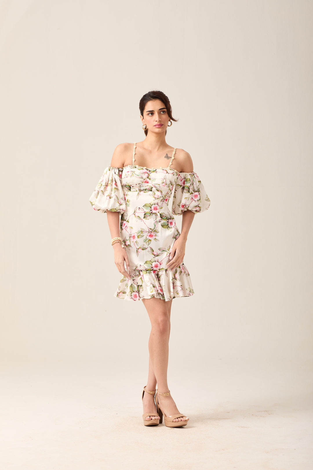 White Floral Off-Shoulder Dress