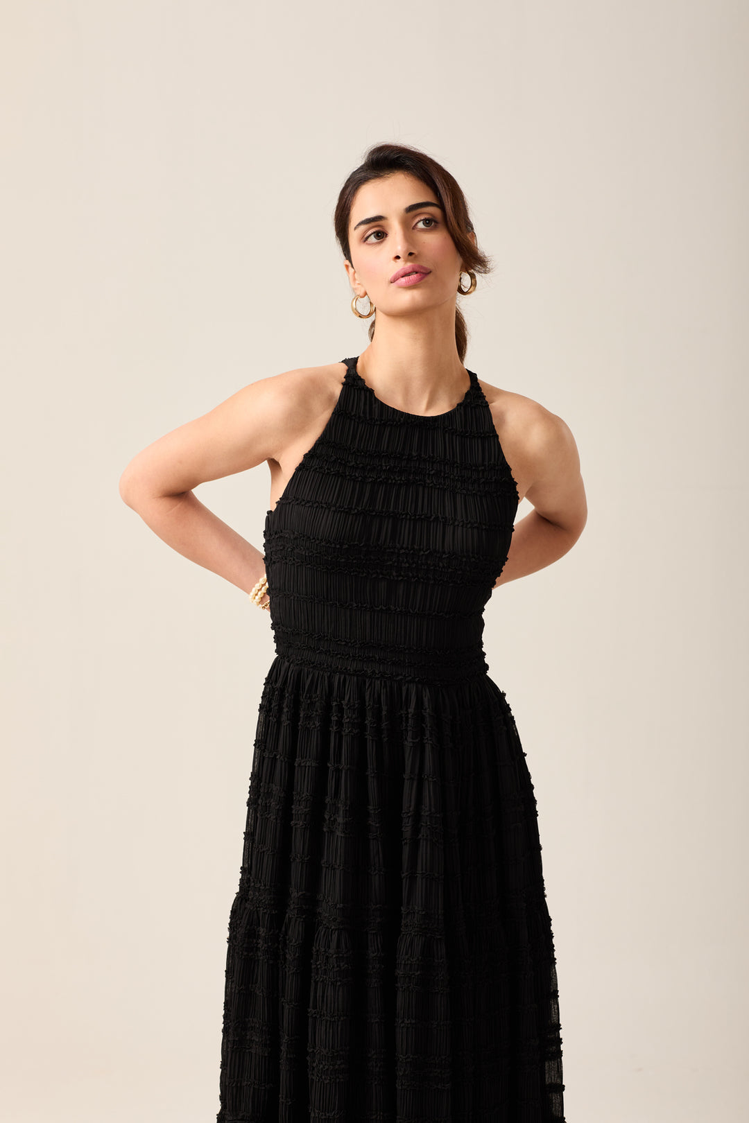 Black Pleated Maxi Dress