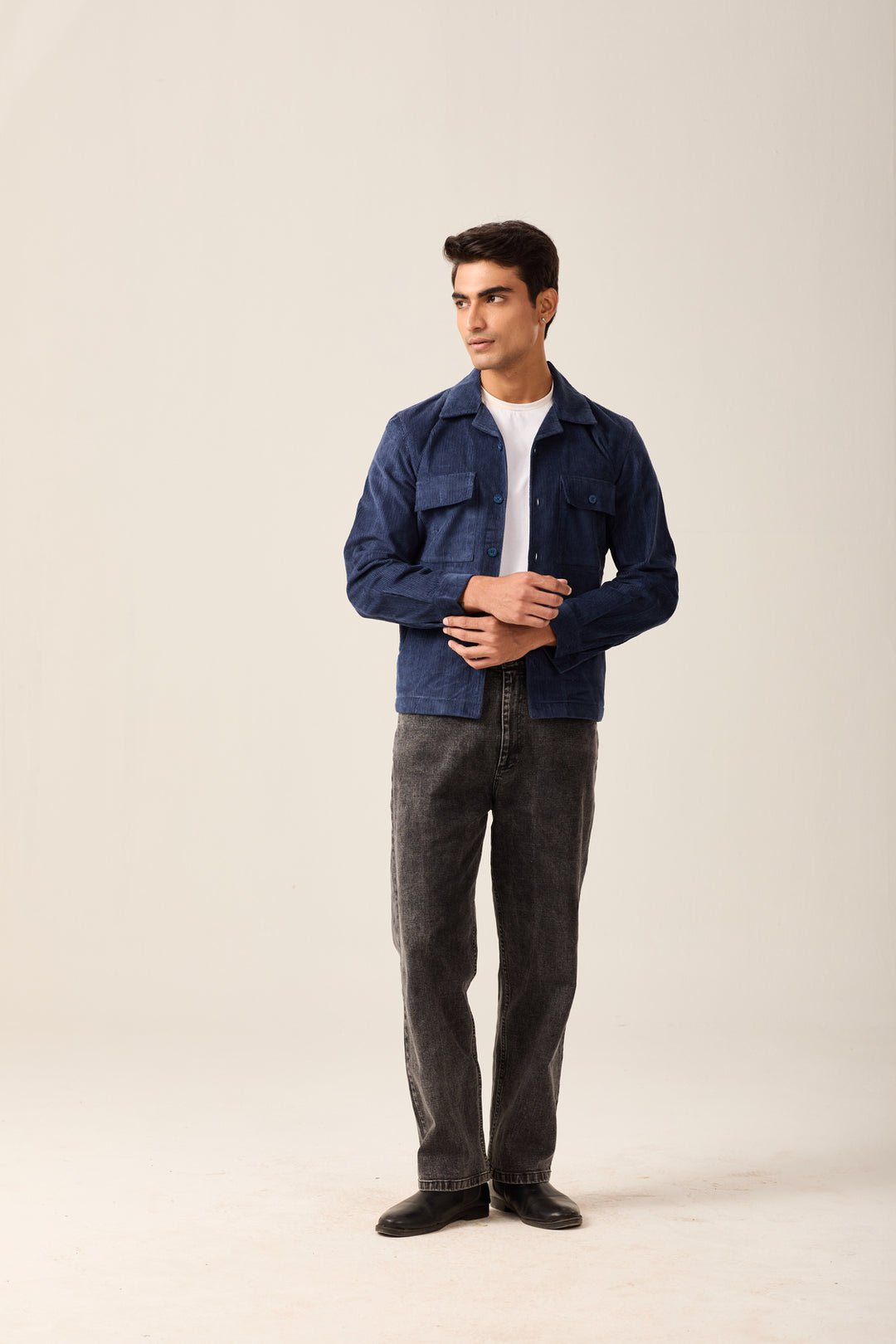 Navy Corduroy Shirt cum Jacket