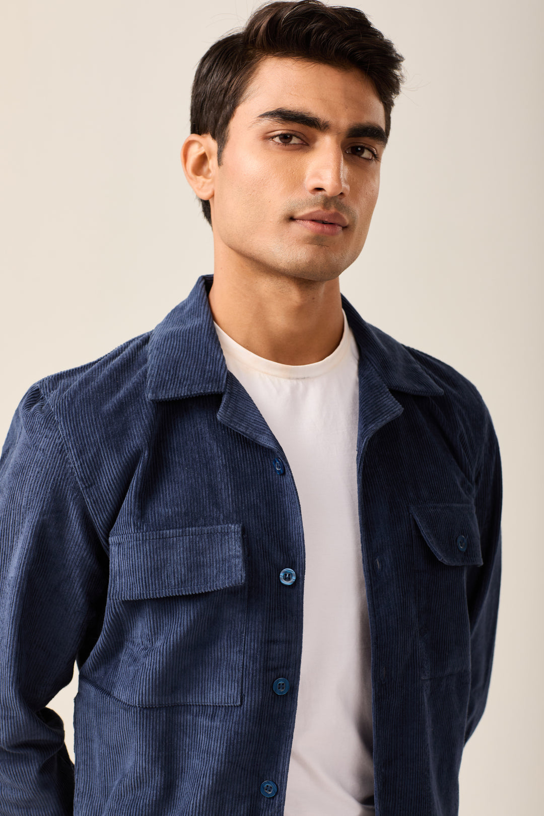 Navy Corduroy Shirt cum Jacket