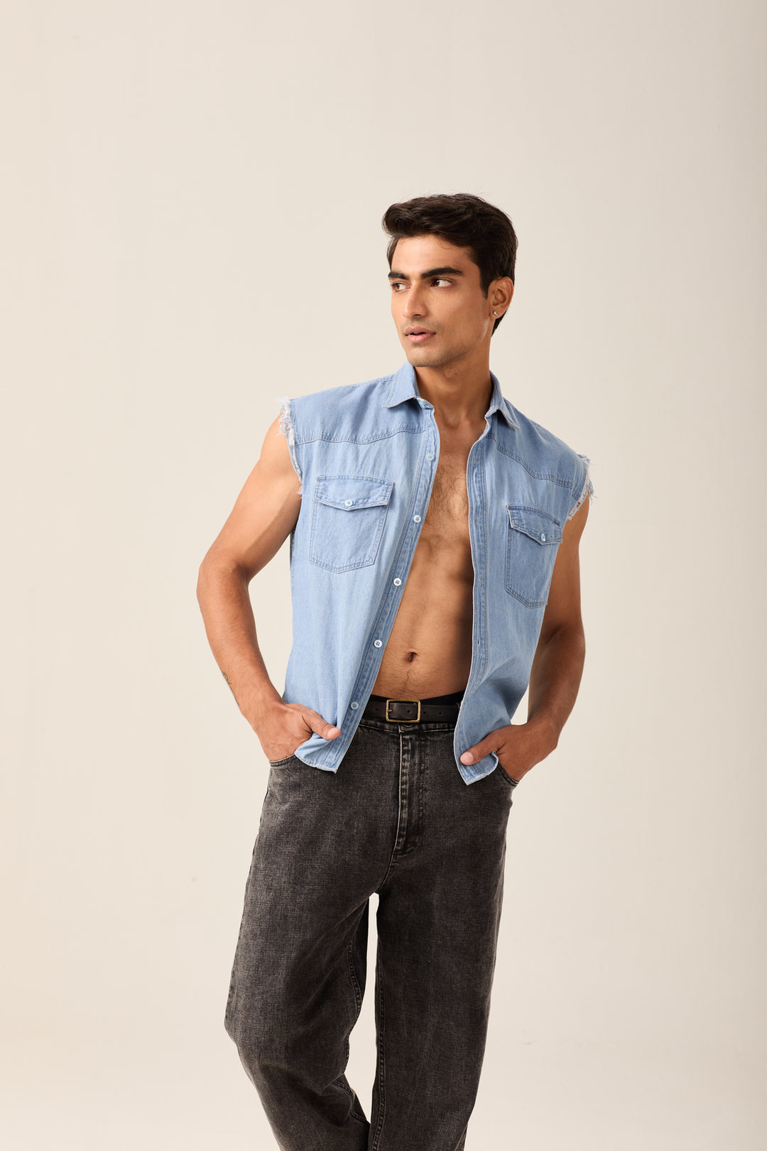 Sleeveless Denim Shirt